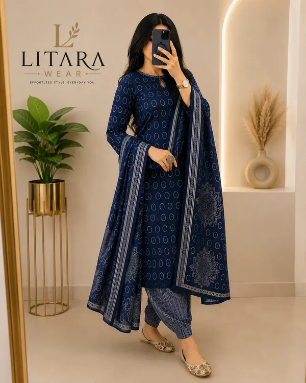 Blue_Circular_Printed_Cotton_Rayon_Kurti_For_Women's