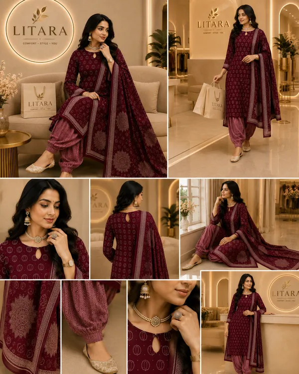 Maroon_Cotton_Rayon_Kurti_with_Circular_Print_For_women's
