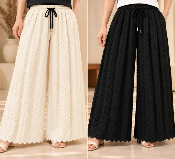 Black_&_offWhite_Khajoori_knitting_lycra_Sarina_Pleated_Trouser_For_Women_(Pack_Of_2)