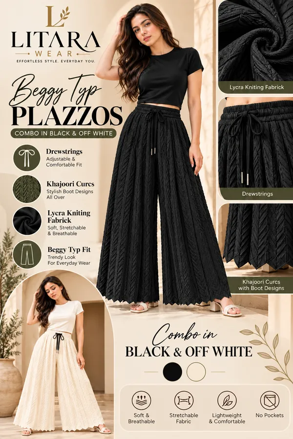 Black_&_offWhite_Khajoori_knitting_lycra_Sarina_Pleated_Trouser_For_Women_(Pack_Of_2)
