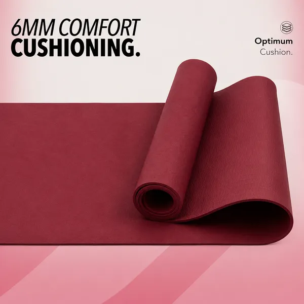 Premium_Tpe_Yoga_Mat_With_Alignment_Lines_-_6Mm_Extra_Thick,_Anti-Slip,_Maroon_With_Carrying_Bottle