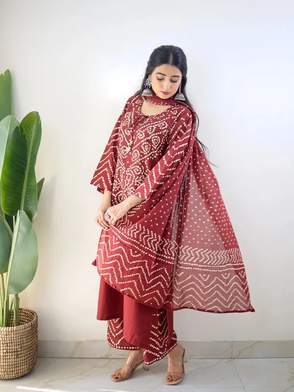 Maroon_Cotton_Kurta_With_Dupatta_For_Women