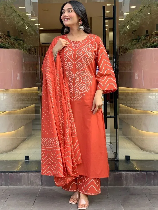 Orange_Cotton_Kurta_Set_For_Women