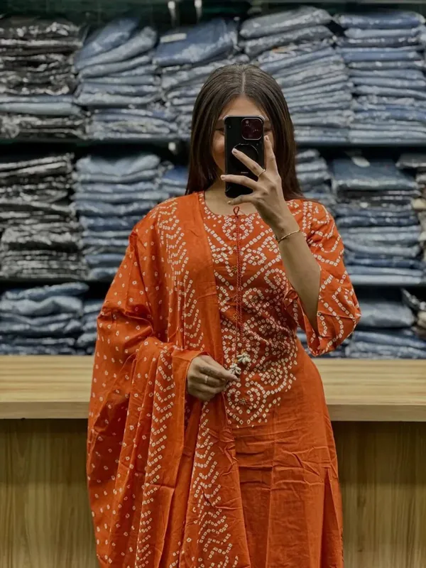 Orange_Cotton_Suit_Set_For_Women
