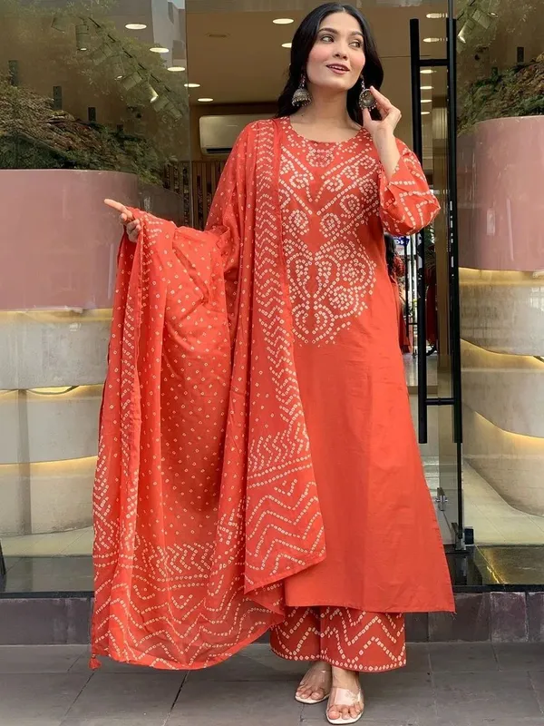 Orange_Cotton_Kurta_Set_For_Women
