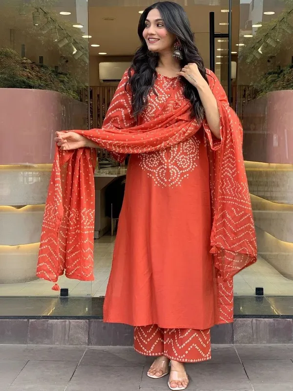 Orange_Cotton_Kurta_Set_For_Women