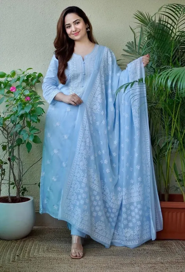 Blue_Cotton_Kurta_Set_With_Dupatta_For_Women