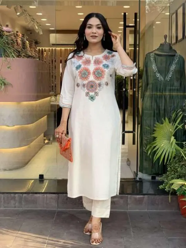 Embroidered-White-Kurti-with-Straight-Pants-For-Women