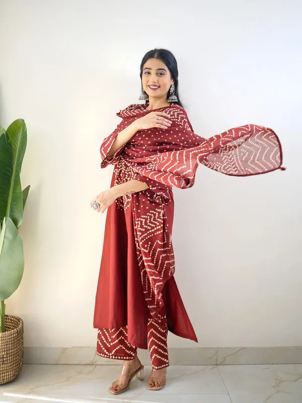 Maroon_Cotton_Kurta_With_Dupatta_For_Women