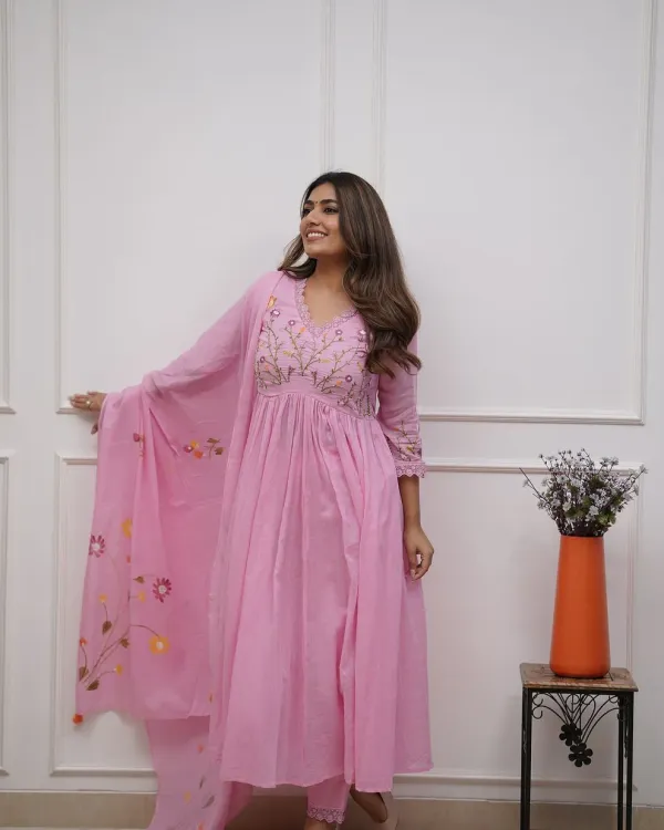 Women's_Baby_Pink_Floral_Embroidered_Anarkali_Kurta_Set_with_Dupatta