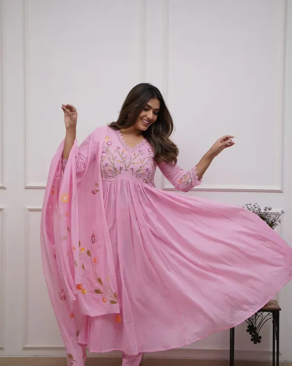 Women's_Baby_Pink_Floral_Embroidered_Anarkali_Kurta_Set_with_Dupatta
