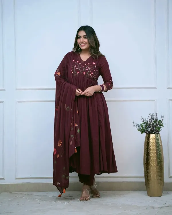 Women's_Maroon_Floral_Embroidered_Anarkali_Kurta_Set_with_Dupatta