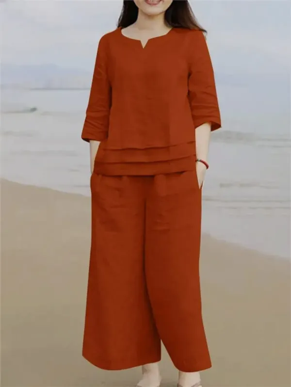 Women's_Rust_Orange_Cotton_Linen_Co-ord_Set