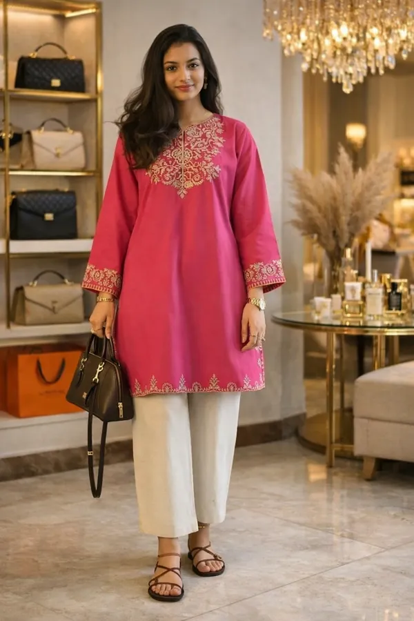 Pink_Cotton_Kurta_With_Pants_Set_For_Women