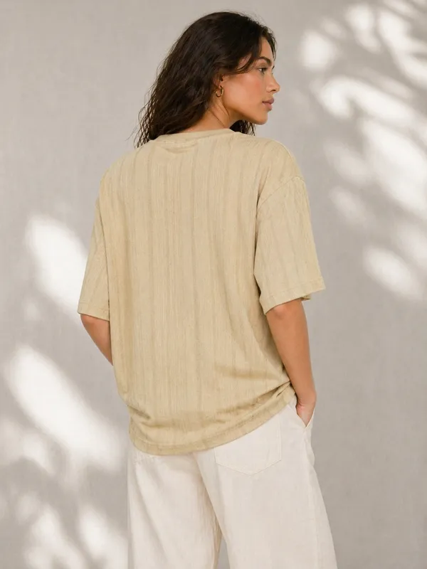 Sandstone_Drop_Shoulder_T-Shirt_With_Leaf_Embroidery