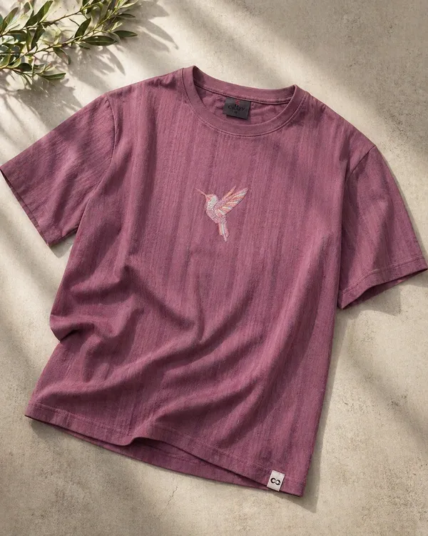 Mauve_Drop_Shoulder_T-Shirt_With_Hummingbird_Embroidery