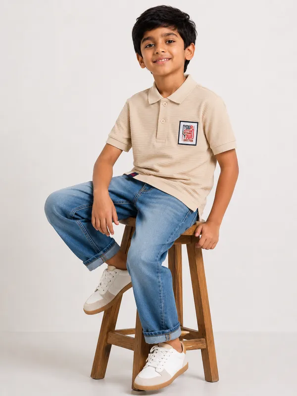 Cream_Cotton_Rich_New_Corduroy_Knit_T-Shirt_For_Boys