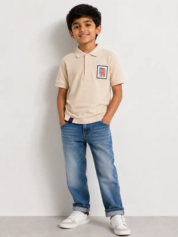 Cream_Cotton_Rich_New_Corduroy_Knit_T-Shirt_For_Boys