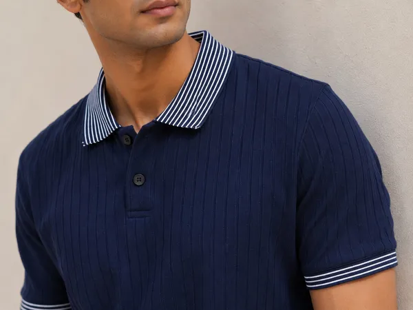 Dark_Blue_Cotton_Rich_Jacquard_Ribcraft_Collar_T-Shirt_For_Men