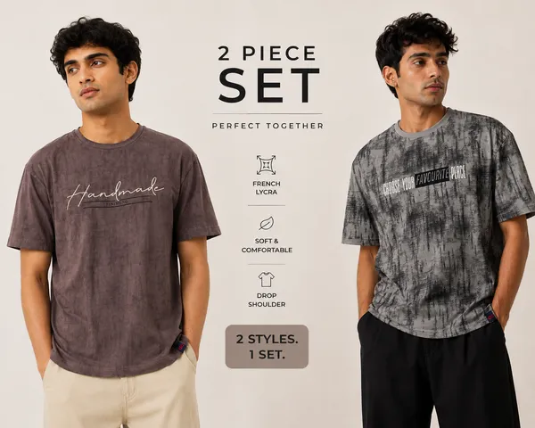 2Pc_Pack_Drop_Shoulder_Printed_French_Lycra_Tshirt