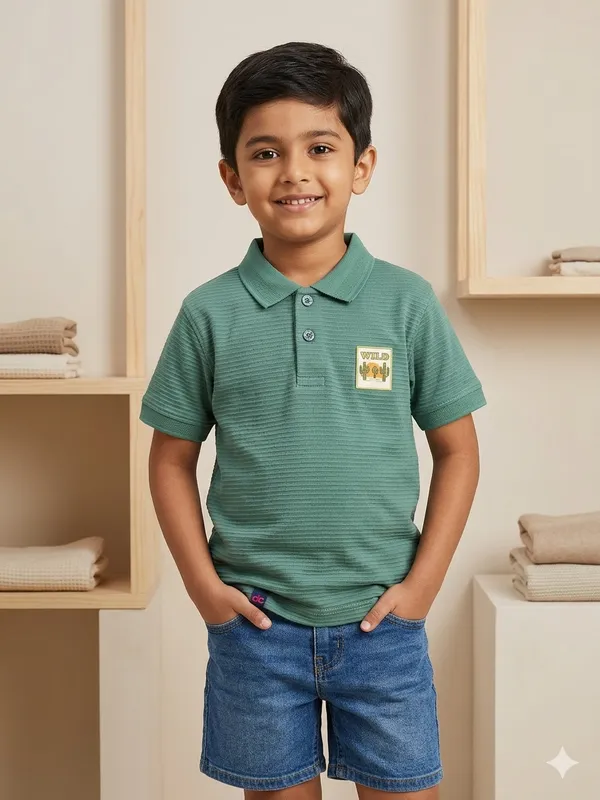Green_Cotton_Rich_New_Corduroy_Knit_T-Shirt_For_Boys
