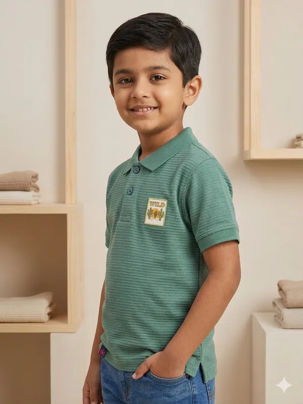 Green_Cotton_Rich_New_Corduroy_Knit_T-Shirt_For_Boys