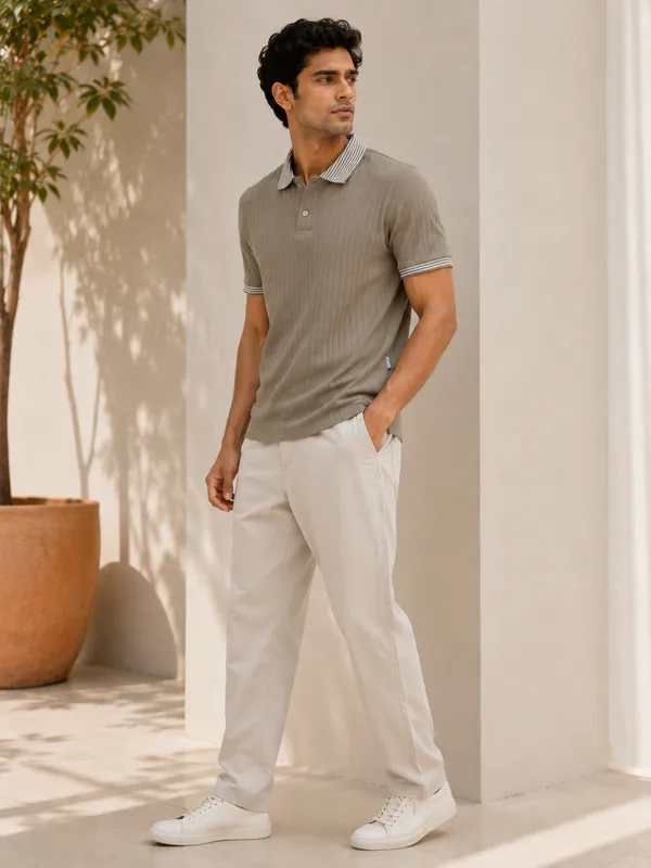Olive_Cotton_Rich_Jacquard_Ribcraft_Collar_T-Shirt_For_Men