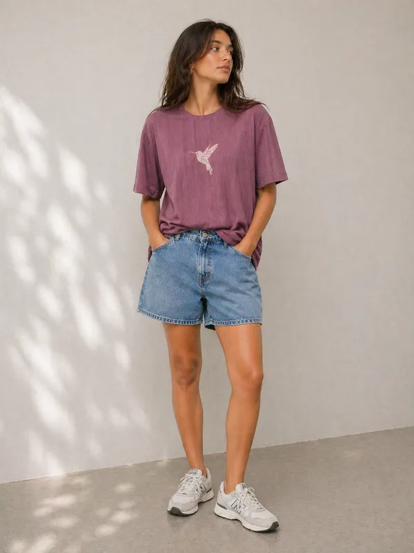 Mauve_Drop_Shoulder_T-Shirt_With_Hummingbird_Embroidery