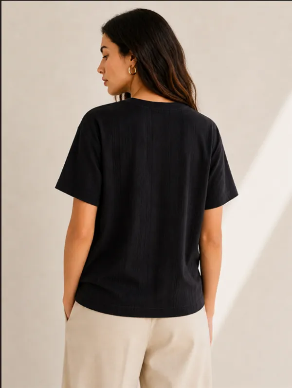 Black_Drop_Shoulder_T-Shirt_With_Butterfly_Embroidery