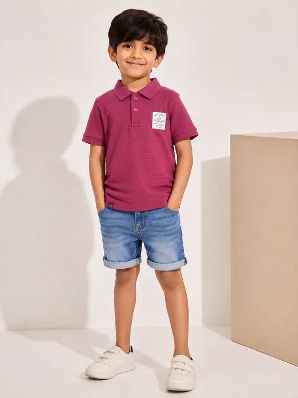 Maroon_Cotton_Rich_New_Corduroy_Knit_T-Shirt_For_Boys