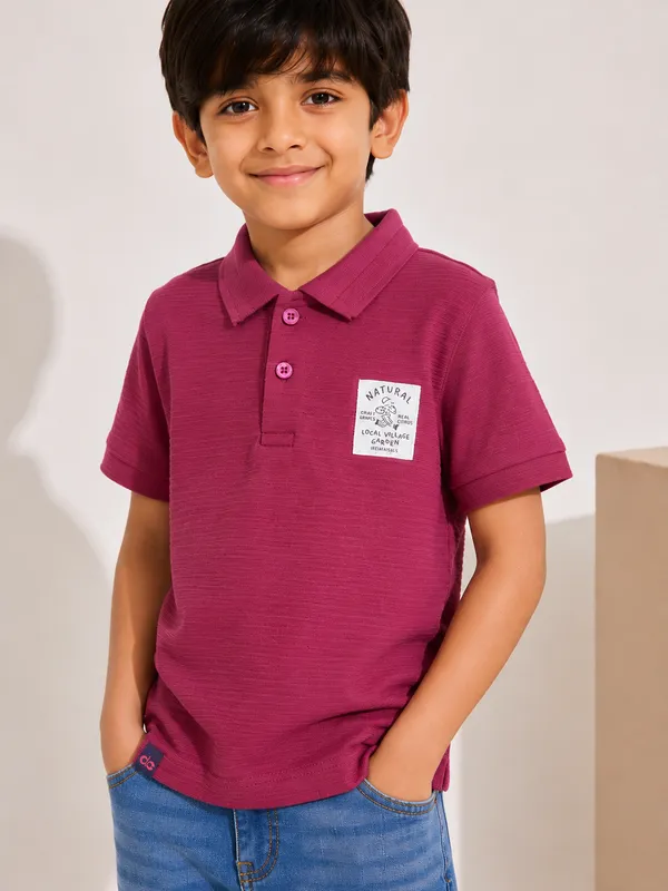 Maroon_Cotton_Rich_New_Corduroy_Knit_T-Shirt_For_Boys