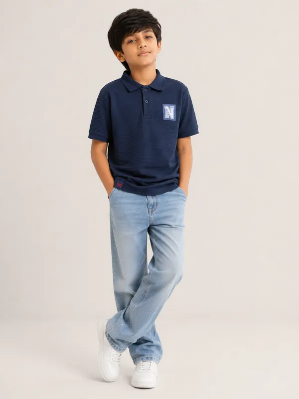 Navy_Blue_Cotton_Rich_New_Corduroy_Knit_T-Shirt_For_Boys