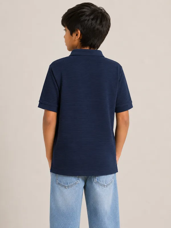 Navy_Blue_Cotton_Rich_New_Corduroy_Knit_T-Shirt_For_Boys