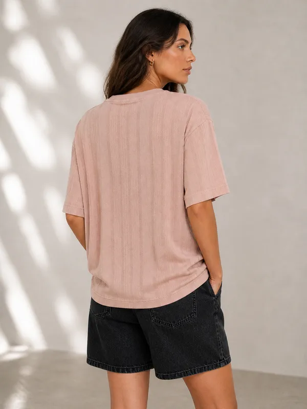 Peach_Drop_Shoulder_T-Shirt_With_Floral_Embroidery