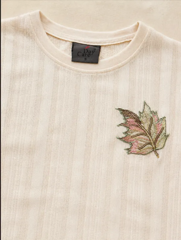 Cream_Drop_Shoulder__T-Shirt_With_Maple_Leaf_Embroidery
