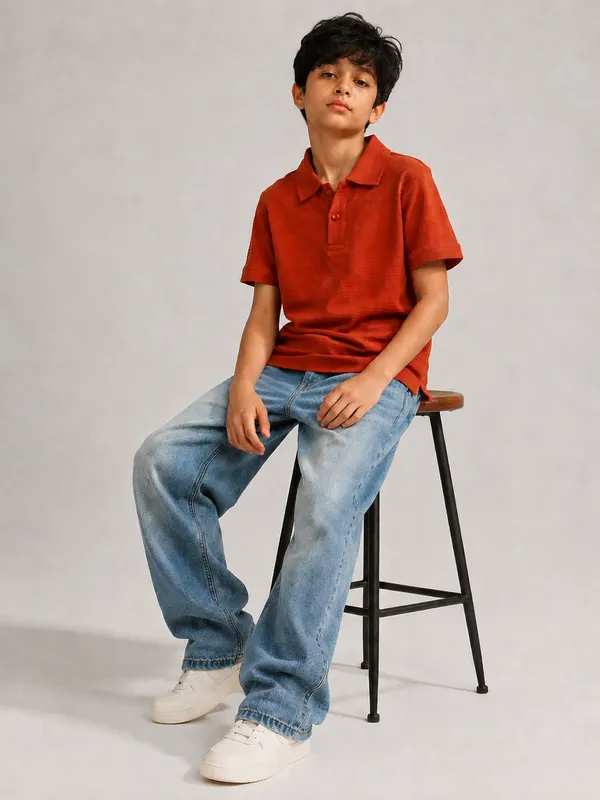 Rust_Cotton_Rich_New_Corduroy_Knit_T-Shirt_For_Boys