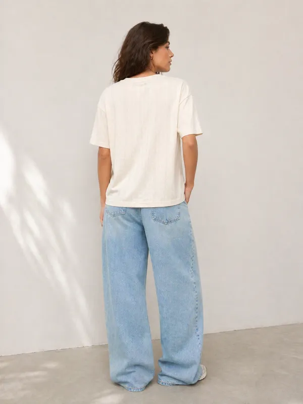 Cream_Drop_Shoulder__T-Shirt_With_Maple_Leaf_Embroidery