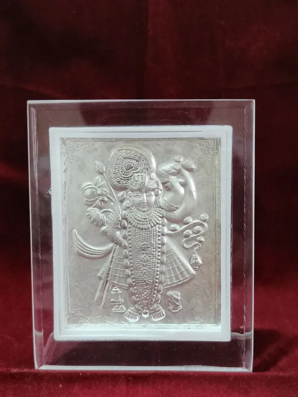 Silver_Plated_Krishna_Deity_Framed_Artwork_In_Acrylic_Case