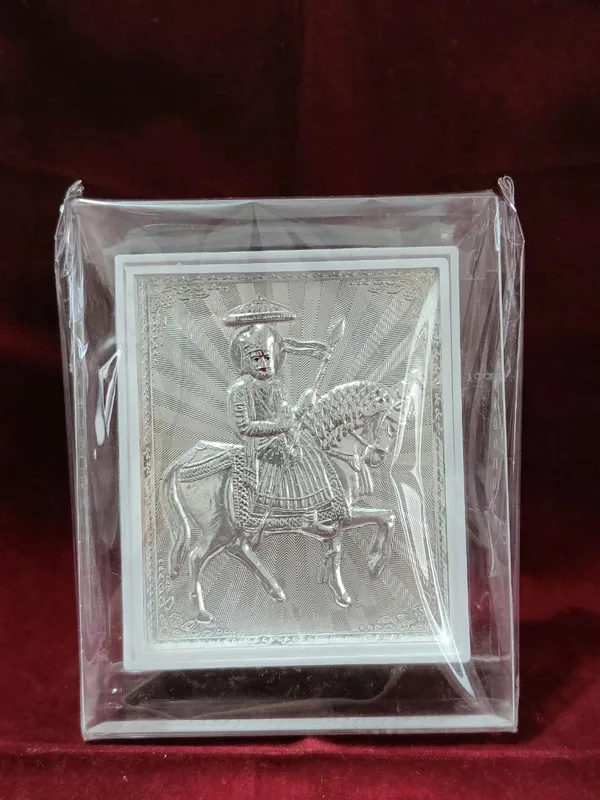Silver-Plated_Framed_Warrior_On_Horseback_Wall_Hanging