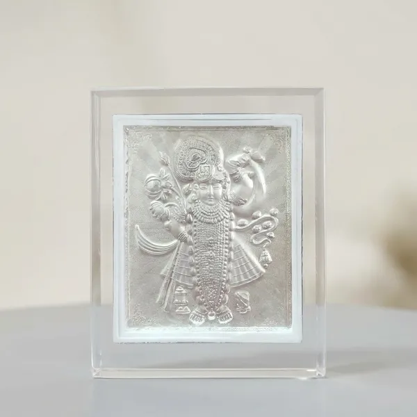 Silver_Plated_Krishna_Deity_Framed_Artwork_In_Acrylic_Case