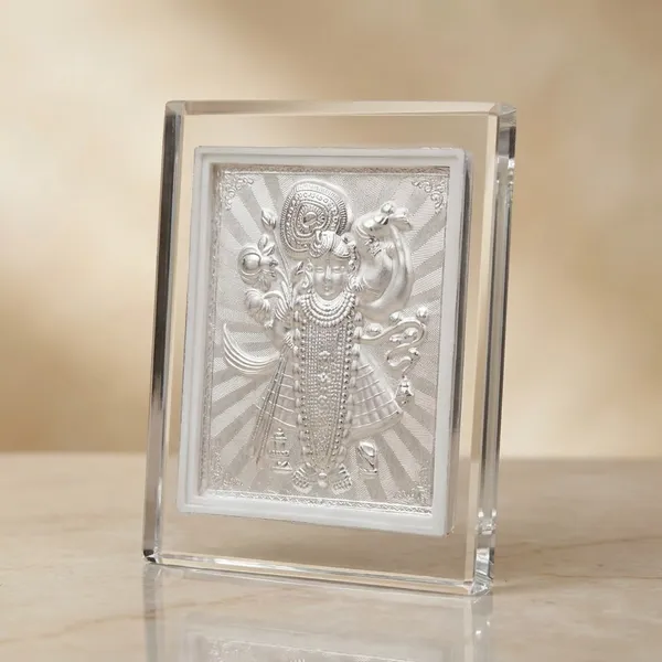 Silver_Plated_Krishna_Deity_Framed_Artwork_In_Acrylic_Case