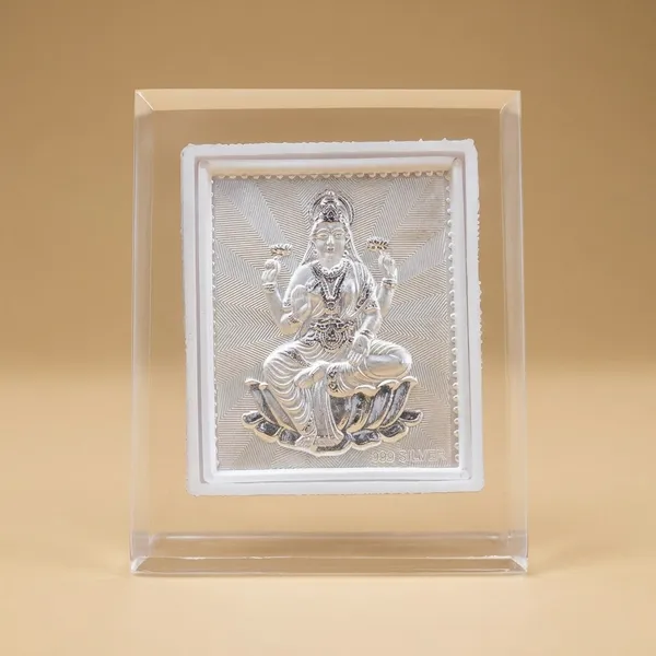 999_Silver_Goddess_Lakshmi_Idol_Frame_With_Stand