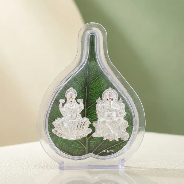999_Silver_Lakshmi_Ganesha_Peepal_Leaf_Idol