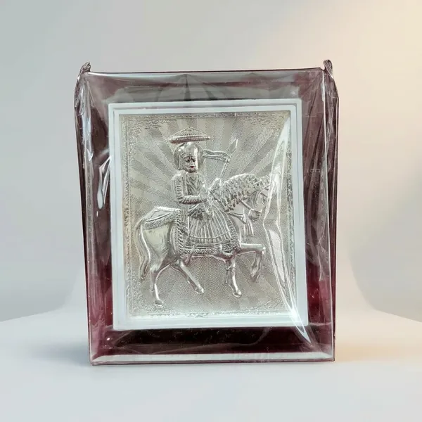 Silver-Plated_Framed_Warrior_On_Horseback_Wall_Hanging