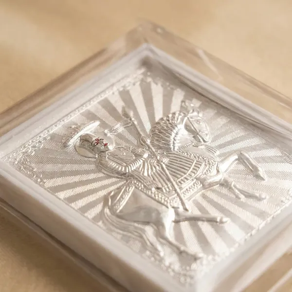 Silver-Plated_Framed_Warrior_On_Horseback_Wall_Hanging