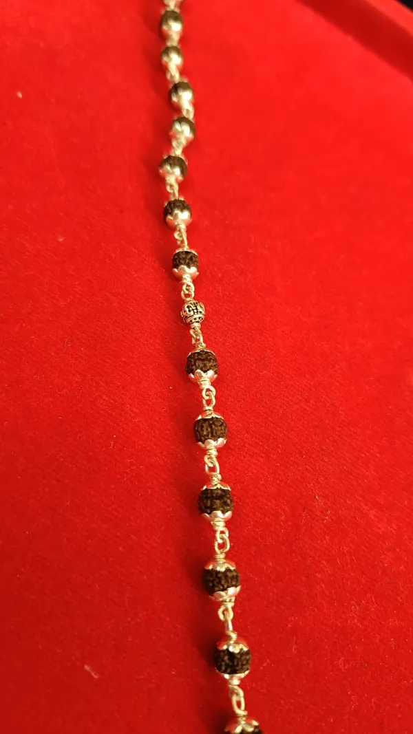 925_Silver_Black_Rudraksha_+360_Silver_Om_Bead_Bracelet_For_Unisex