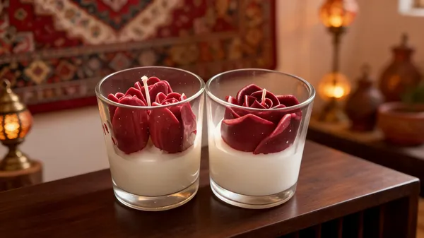 Glass_Floral_Rose_Wax_Candle_Set