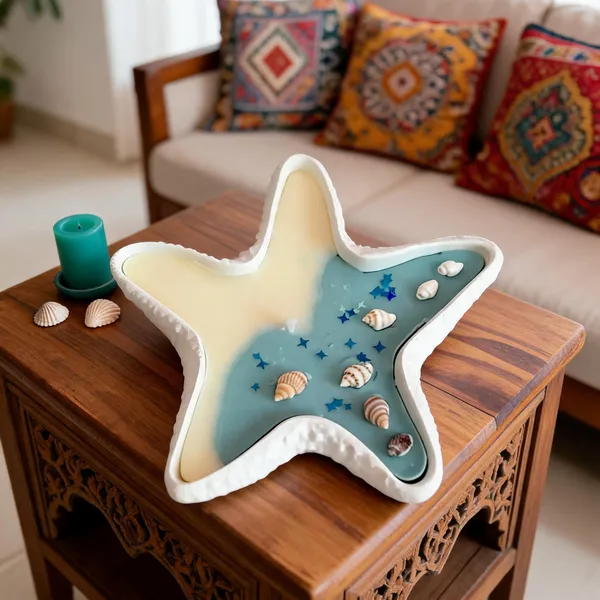 Conceret_Coastal_Seashell_Starfish_Decorative_Candel_Reusebale_Tray