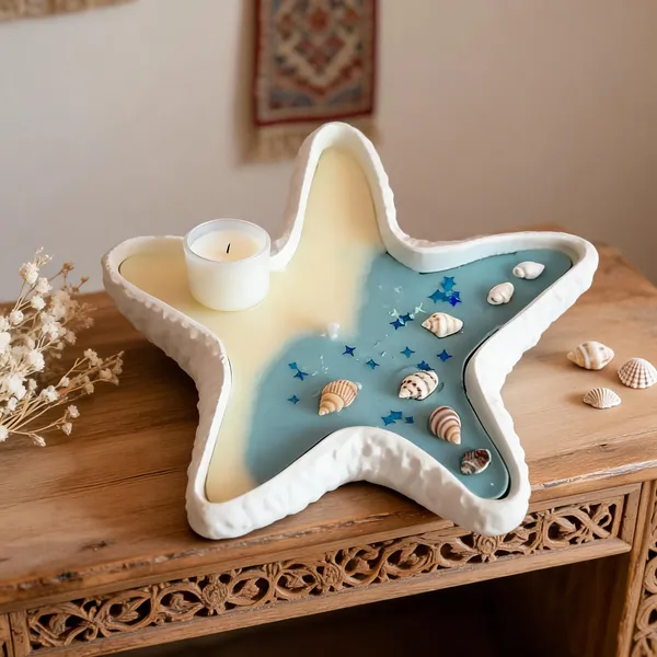 Conceret_Coastal_Seashell_Starfish_Decorative_Candel_Reusebale_Tray