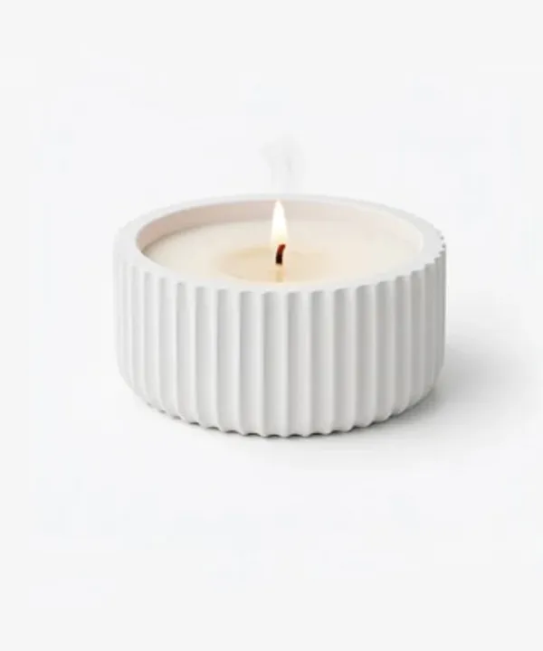 White_Ribbed_Decorative_Candle